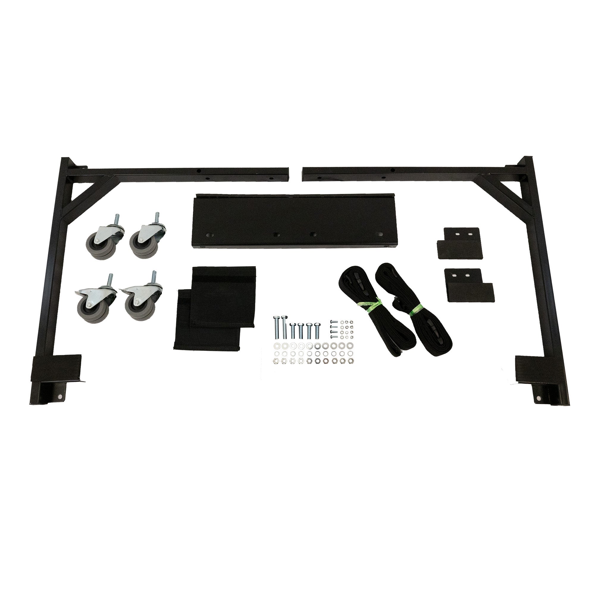 Heavy-duty Hardtop Cart Stand Trolley Rack for the Jeep Wrangler with Rear Window Securing Straps (Various Options)