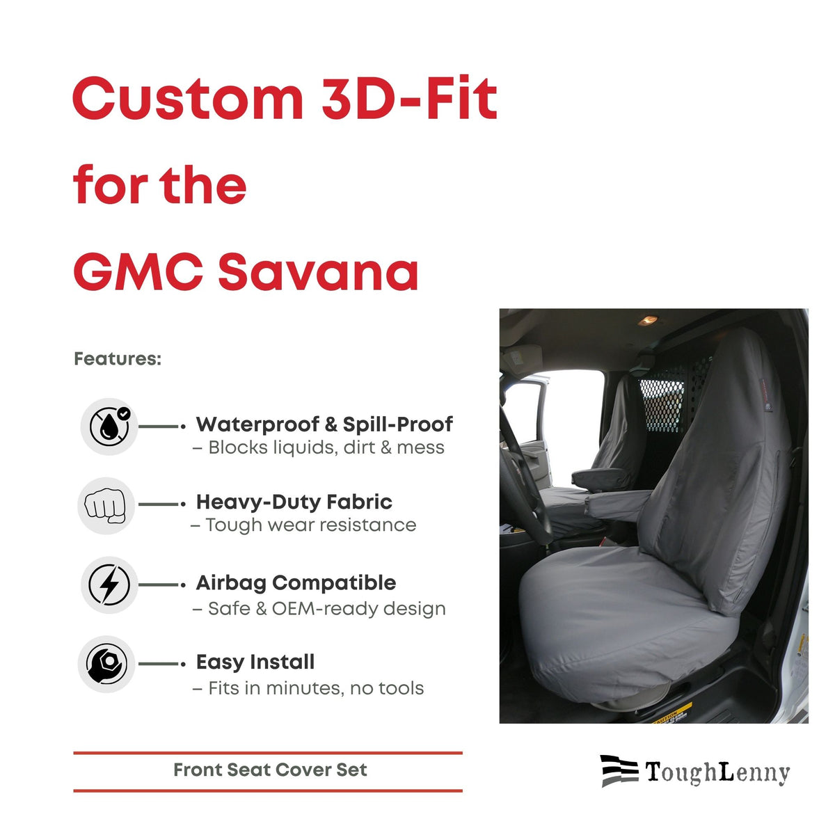 Housses de siège avant sur mesure pour GMC Savana (diverses options)
