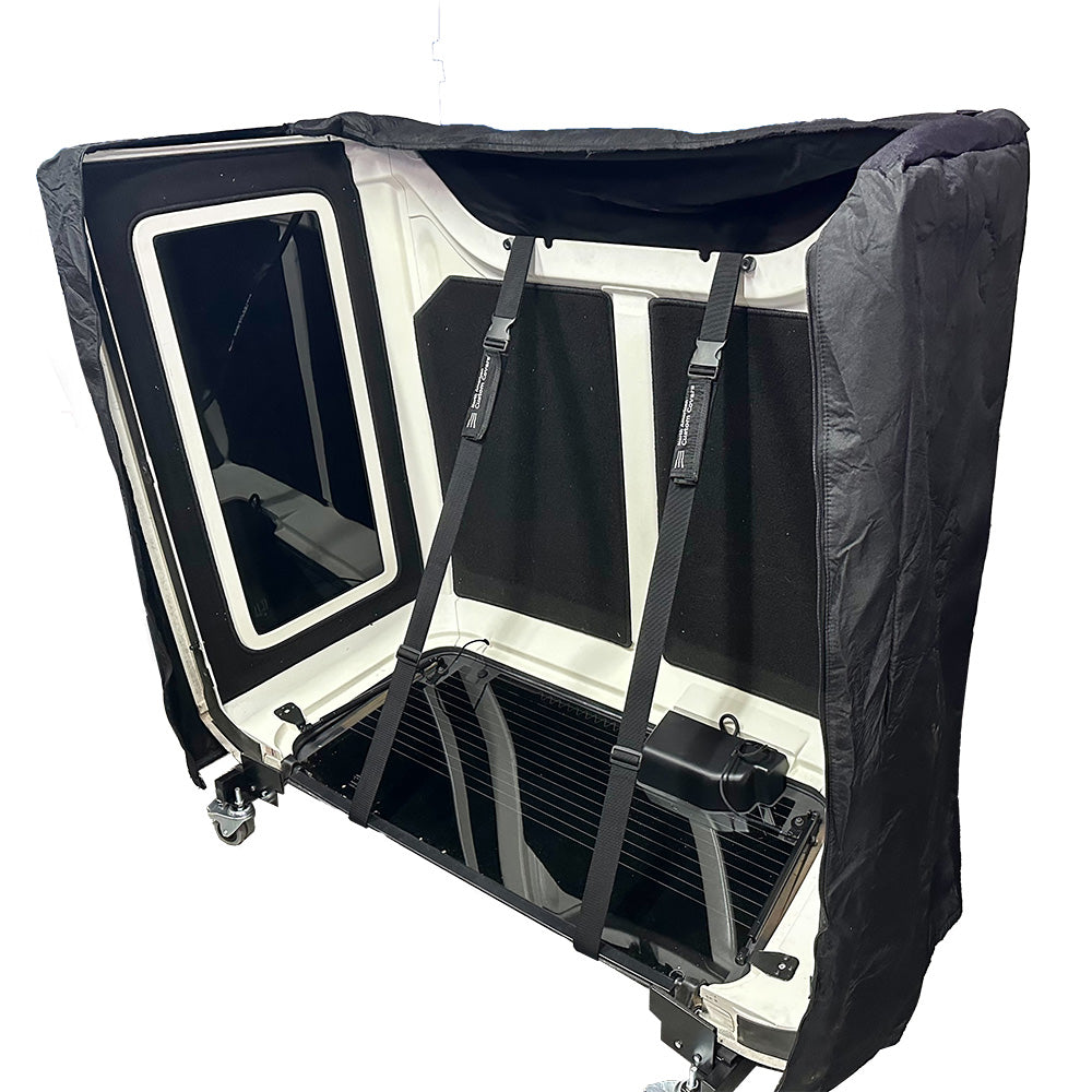 Heavy-duty Hardtop Cart Stand Trolley Rack for the Jeep Wrangler with Rear Window Securing Straps (Various Options)