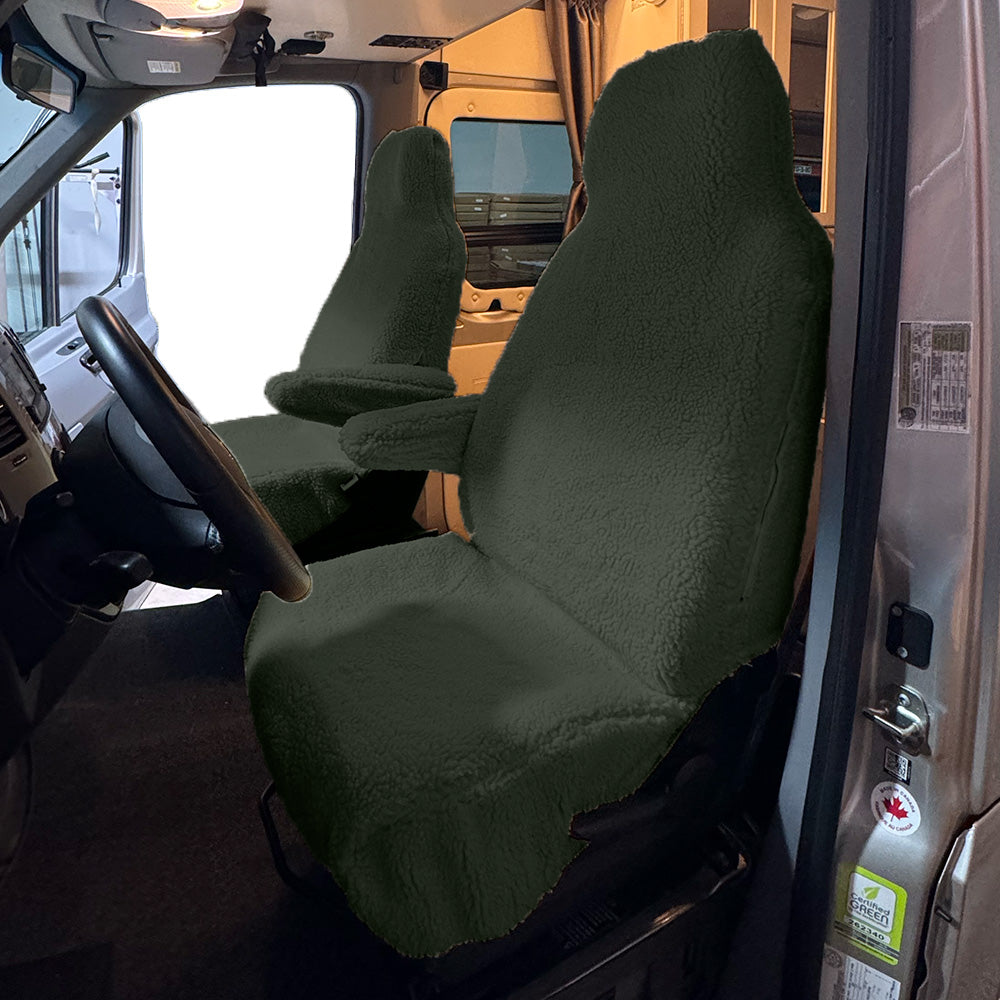 Juego de fundas para asientos delanteros de piel de oveja sintética para modelos Mercedes Sprinter