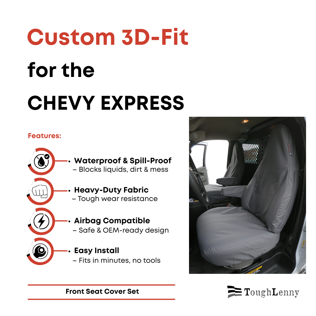 Housses de siège avant sur mesure pour fourgonnette Chevrolet / Chevy Express (diverses options)