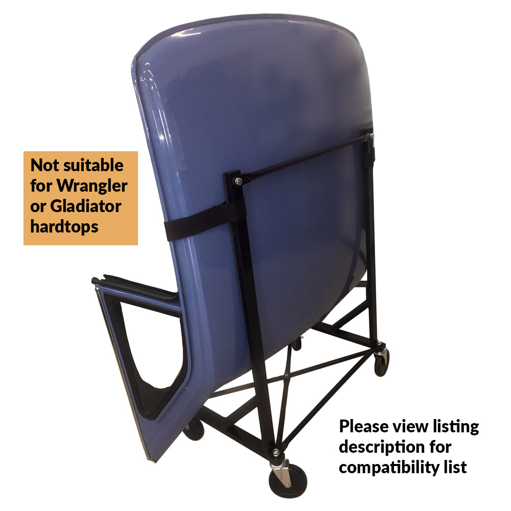 Heavy-duty Hardtop Stand Trolley Cart Rack (Black) with 5" castors, Securing Harness and Hard Top Dust Cover (050Bc)