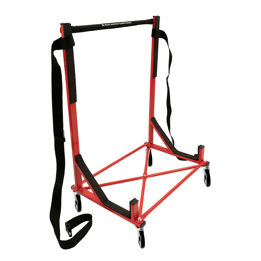 Ford Thunderbird Support de chariot robuste avec support rigide (noir) avec roulettes de 12,7 cm, harnais de sécurité et housse anti-poussière rigide (050Bc)