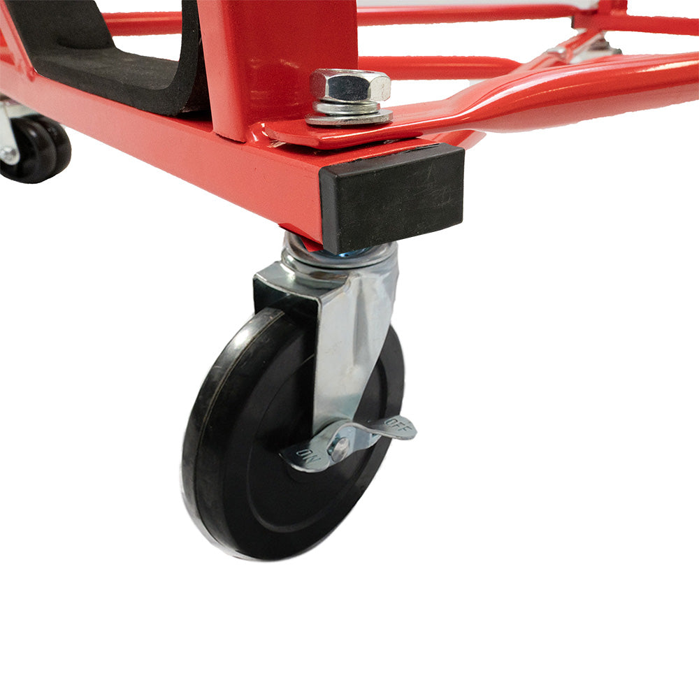 Alfa Romeo Spider Support de chariot robuste avec support rigide (noir) avec roulettes de 12,7 cm, harnais de sécurité et housse anti-poussière rigide 1966 à 1994 (050Bc)