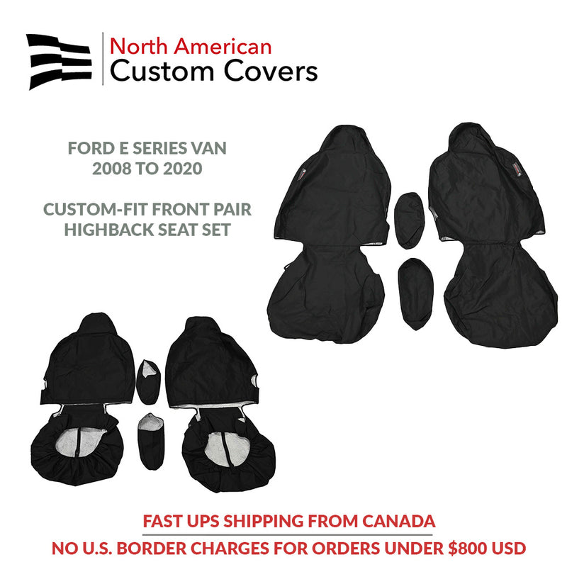 Custom-fit Front Seat Cover Set for the Ford E Series E-150 E-250 E-350 E-450 - 2008 to 2020 (1512)