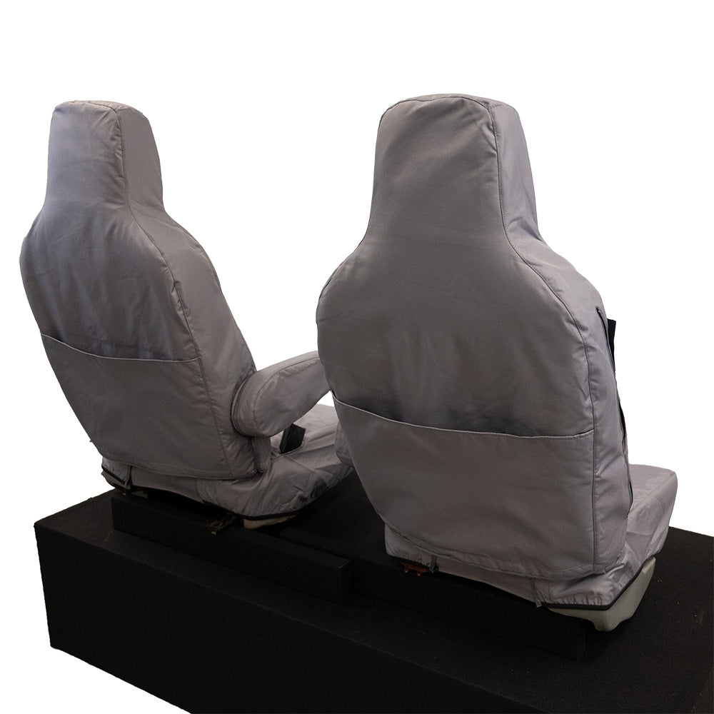 Iggee Custom Fit Seat Covers For Ford E-Series Vans (2009-2024) - 2 Front Seat & Armrest Covers, Premium Leatherette (Grey)