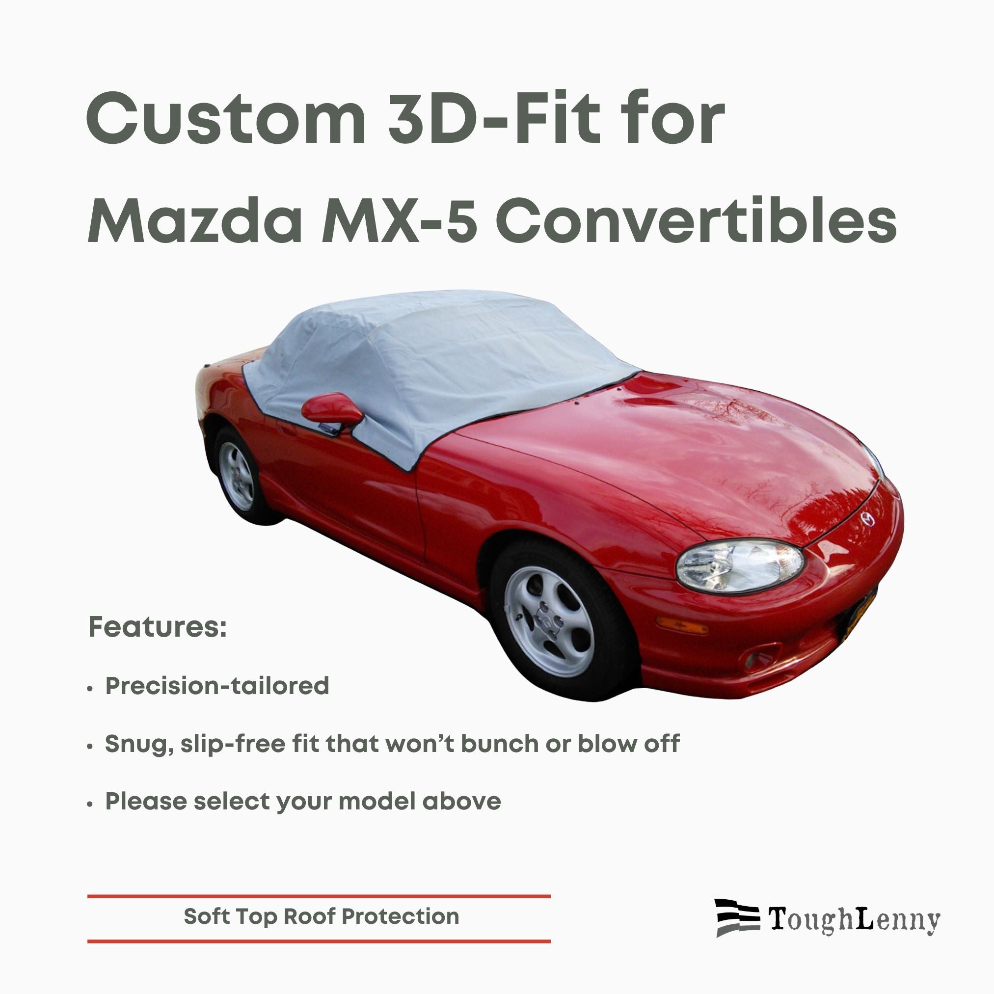 Demi-housse de protection de toit souple pour Mazda Miata MX5 (options variées)