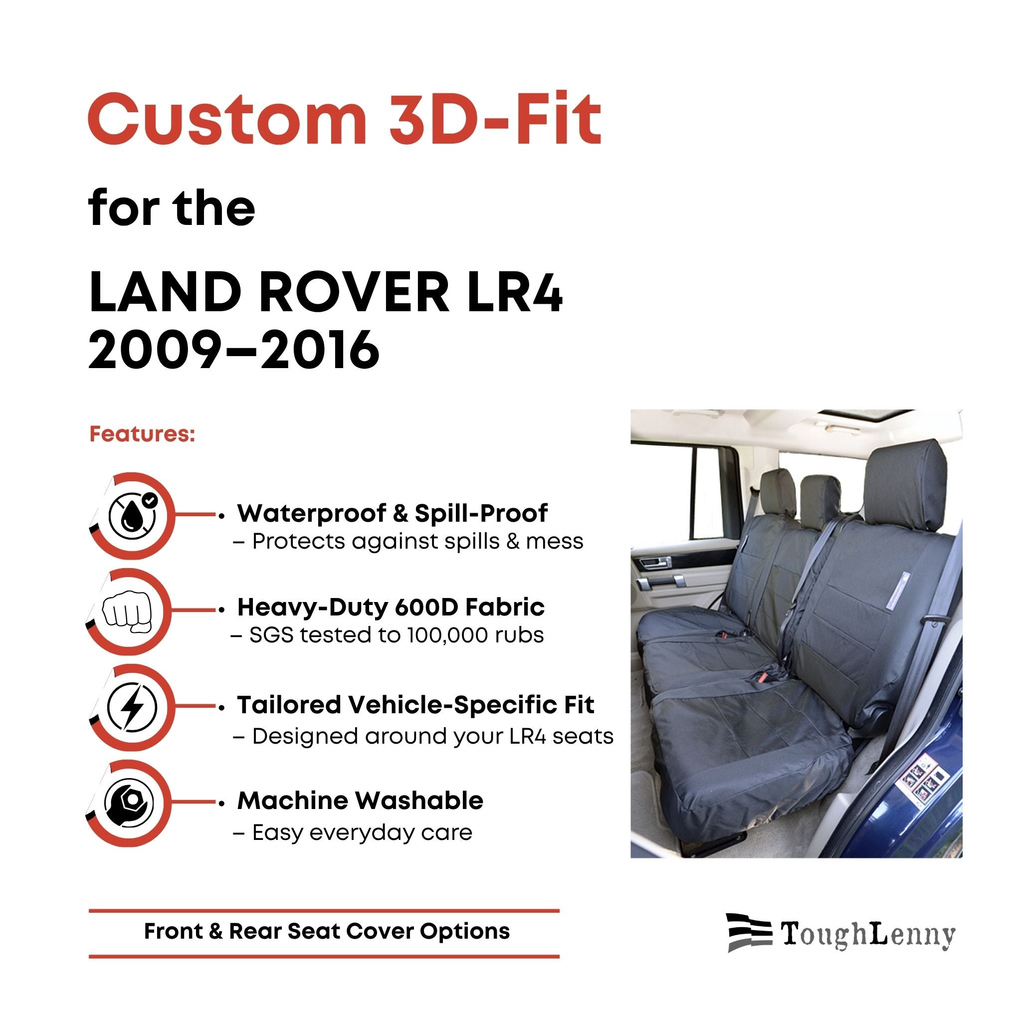 Fundas de asiento a medida para Land Rover LR4 - Años 2009 a 2016 (Varias opciones)