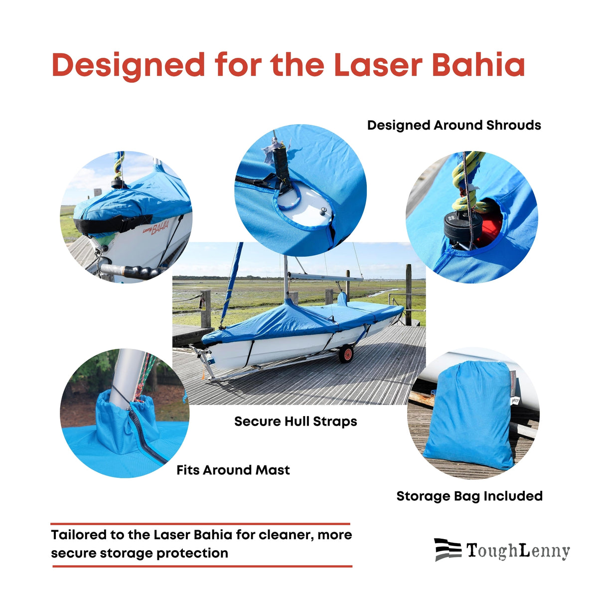 Housse de pont pour voilier Laser Bahia - Housse de protection imperméable sur mesure - Bleu (417B)