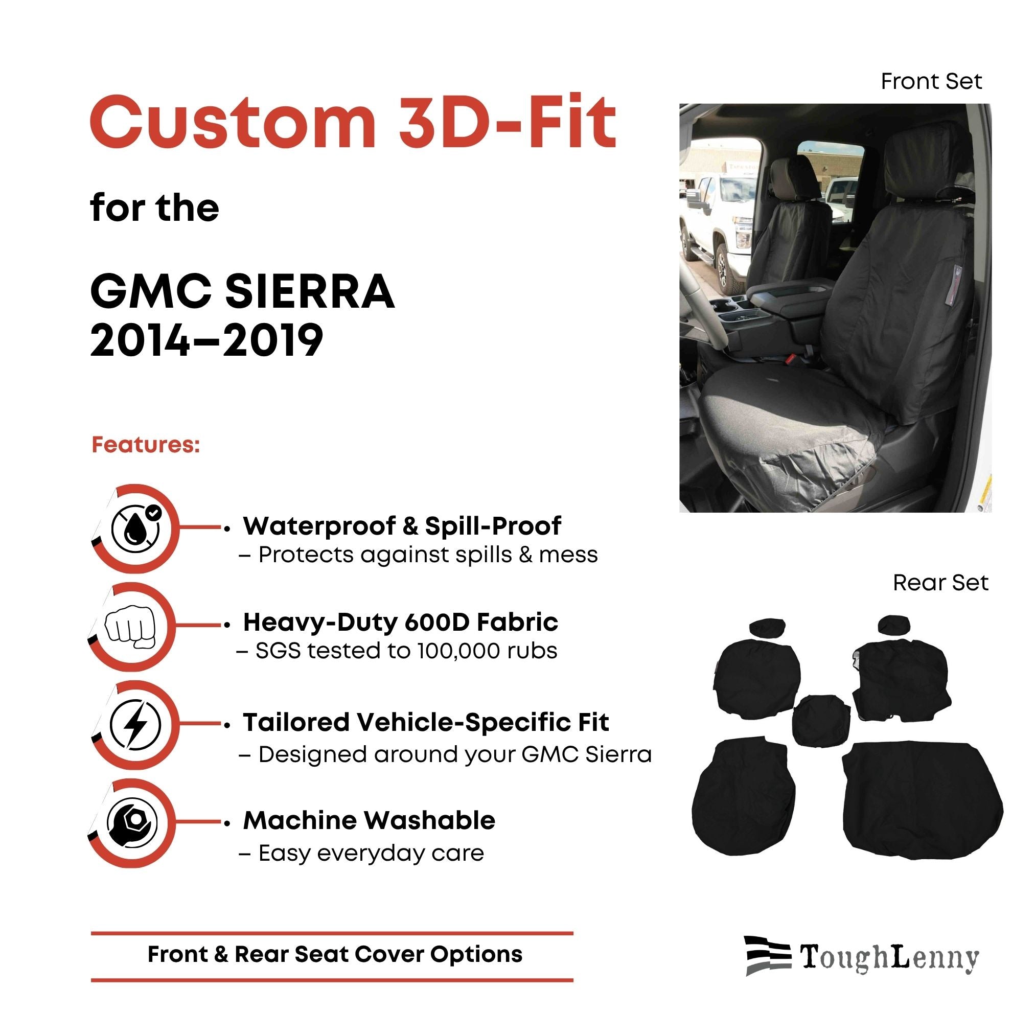 Fundas de asiento personalizadas para Chevrolet / Chevy Silverado - Par delantero - A medida de 2014 a 2019 (457)
