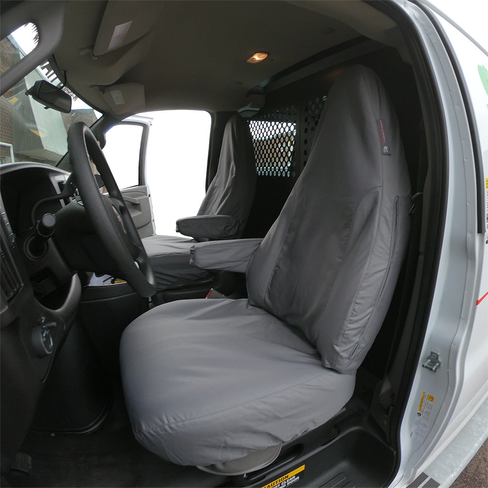 Ensemble de housses de siège avant sur mesure pour Chevrolet / Chevy Express (GRIS) - à partir de 2016 (460G)