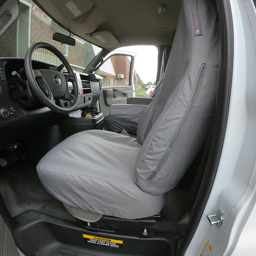 Ensemble de housses de siège avant sur mesure pour Chevrolet / Chevy Express (GRIS) - 2010 à 2015 (459G)