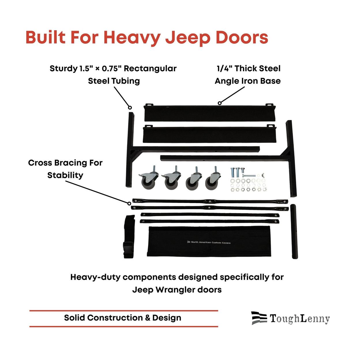 Soporte de almacenamiento para puerta resistente para Jeep Wrangler, carrito con correa de sujeción (varias opciones)
