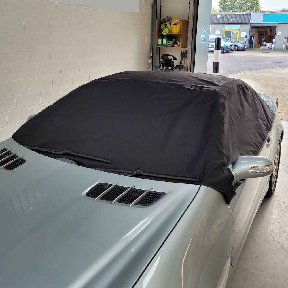 Custom Soft Top Half Cover For Mercedes R107 SL Class - Waterproof Polyester Roof Protector (Black)