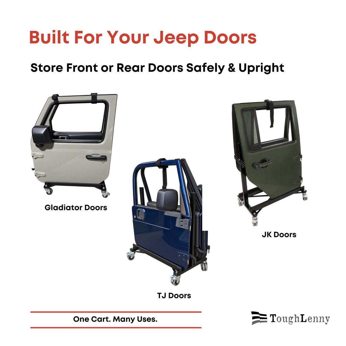 Soporte de almacenamiento para puerta resistente para Jeep Wrangler, carrito con correa de sujeción (varias opciones)