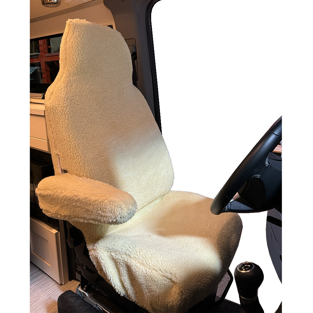Ensemble de housses de siège avant en fausse peau de mouton pour Ford Transit 150 250 350 350HD – Crème (821C)