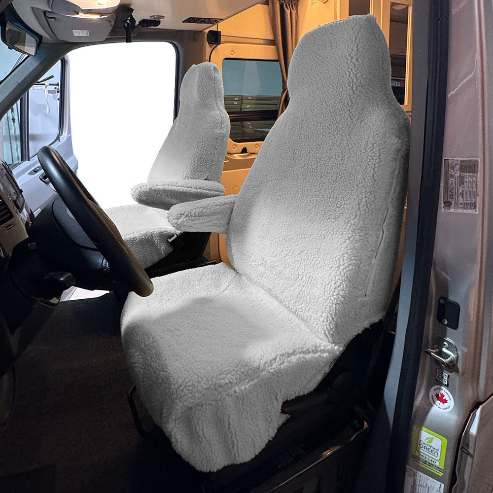 Faux Sheepskin Front Seat Cover Set for the Mercedes Sprinter Generation 2 - Cream (821C)