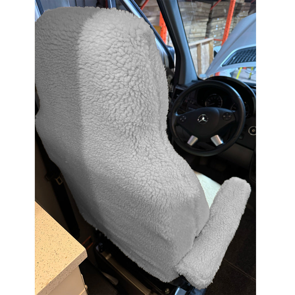 Faux Sheepskin Front Seat Cover Set for the Ford Transit 150 250 350 350HD - Cream (821C)