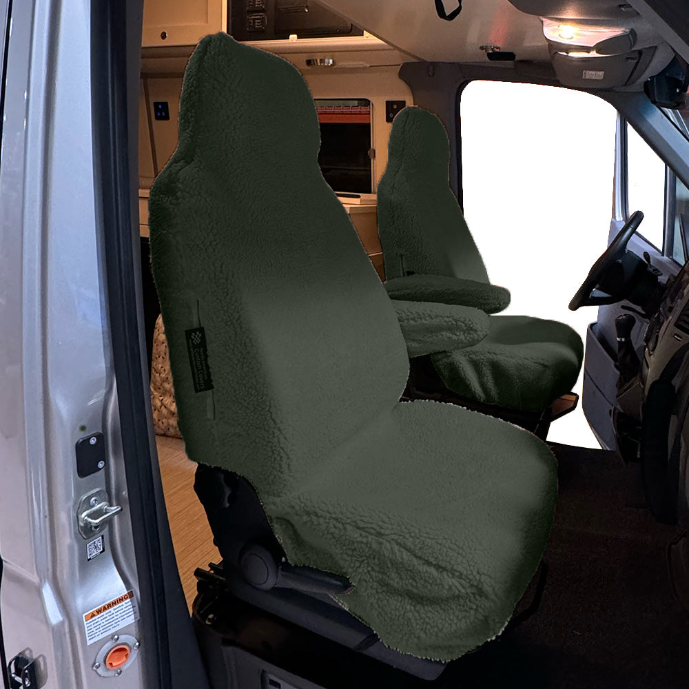Faux Sheepskin Front Seat Cover Set for the Ford Transit 150 250 350 350HD - Dark Grey (821DG)