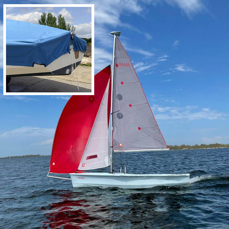Sailboat Deck Cover for the Laser Bahia - Tailored, Waterproof, Breathable Boat Cover - Blue (417B)