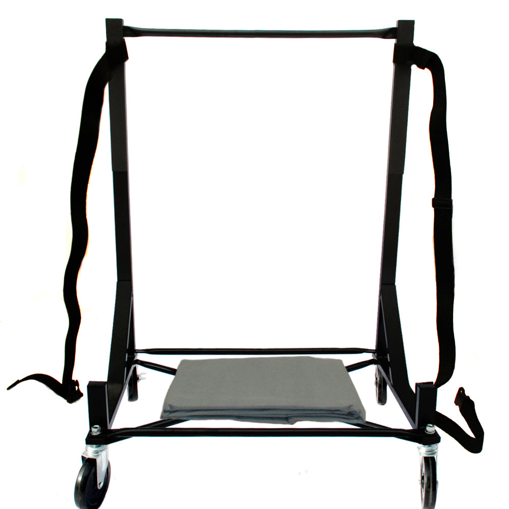 Heavy-duty Hardtop Stand Trolley Cart Rack (Black) with 5" castors, Securing Harness and Hard Top Dust Cover (050Bc)