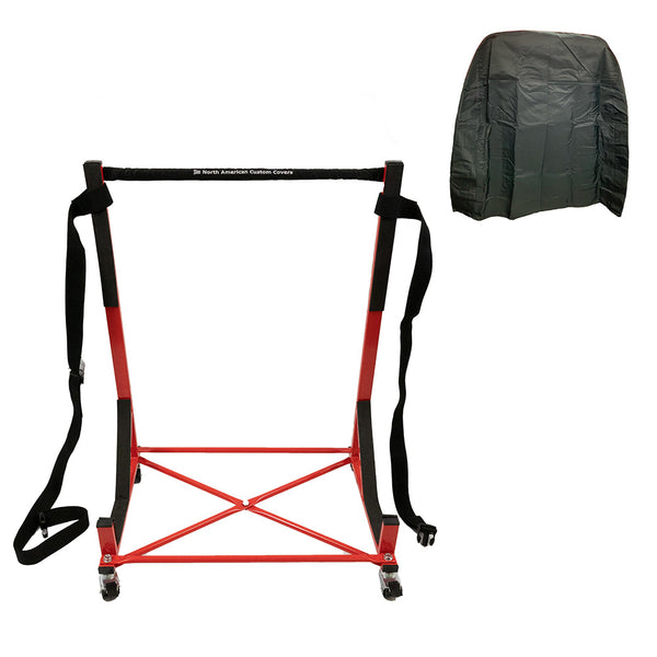 Premium Generic Fit Hardtop Cover (Regular size) and Standard Cart (Red) Storage Package (Q2502-050R)