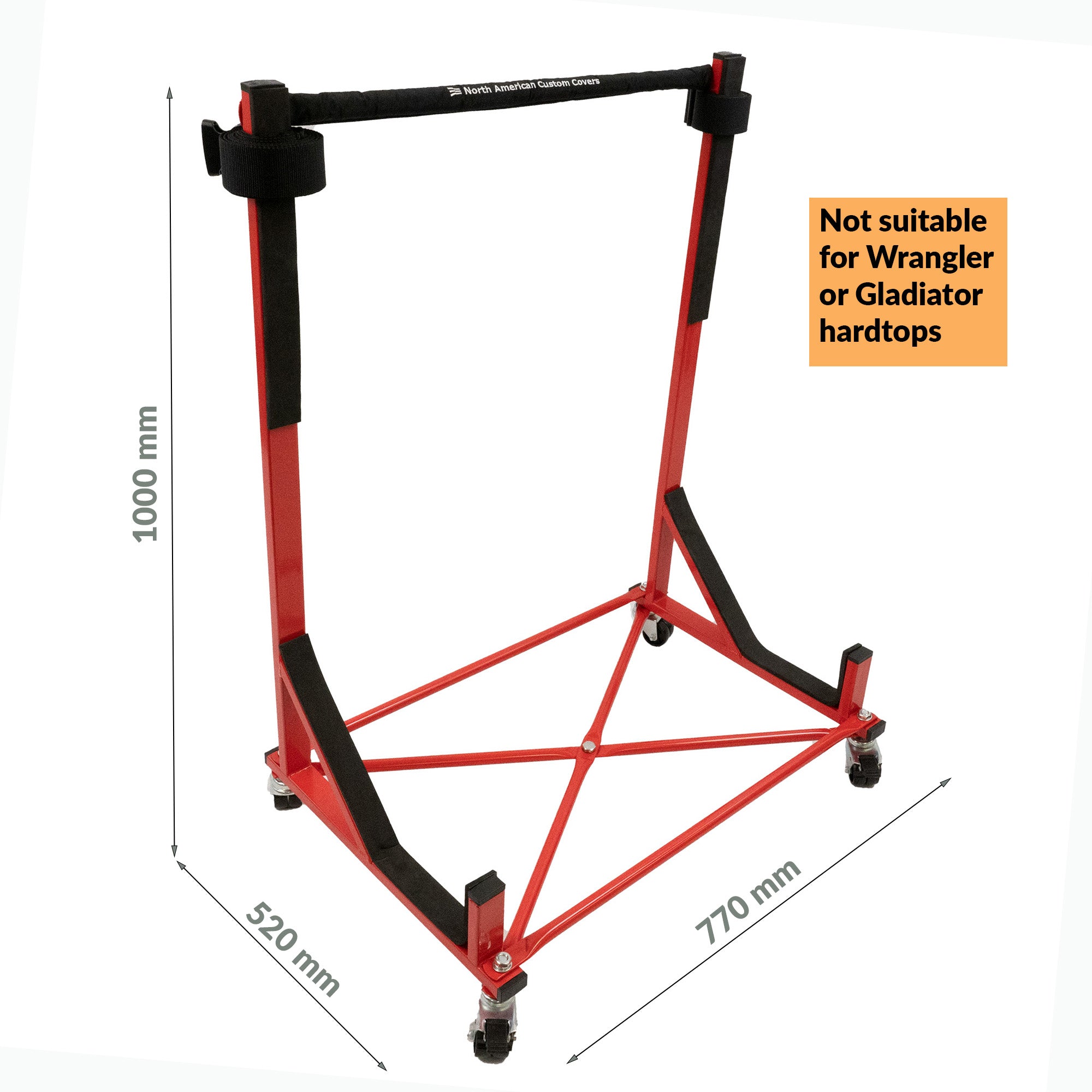 Mazda MX-5 Miata Support rigide robuste pour chariot (rouge) avec harnais de sécurité et housse anti-poussière rigide (050R)