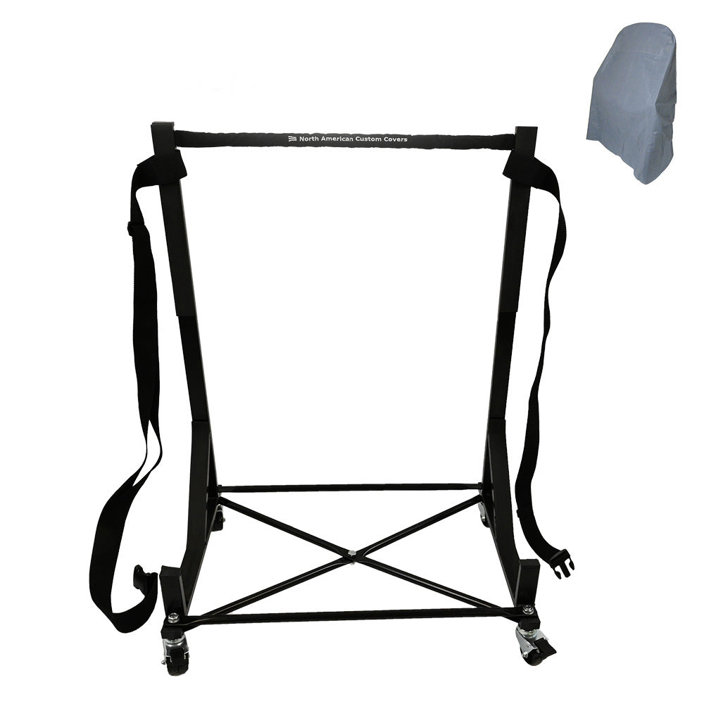 Triumph TR2 TR3 TR4 TR250 TR7 Heavy-duty Hardtop Stand Trolley Cart Rack (Black) with Securing Harness and Hard Top Dust Cover (050B)