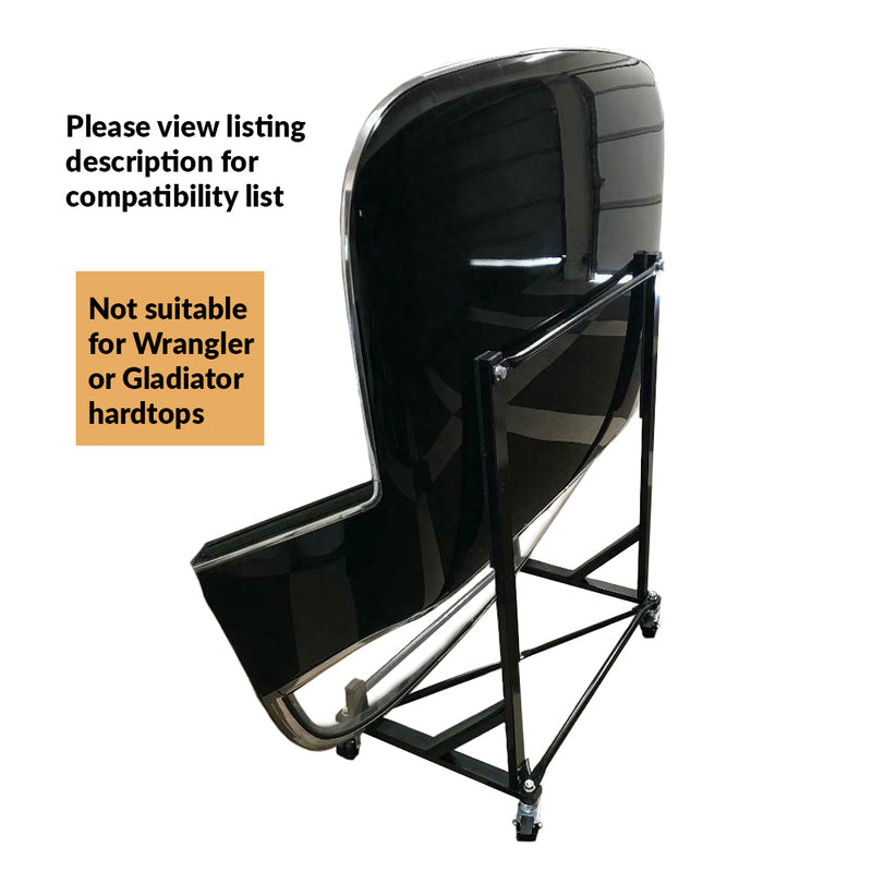 Triumph TR2 TR3 TR4 TR250 TR7 Heavy-duty Hardtop Stand Trolley Cart Rack (Black) with Securing Harness and Hard Top Dust Cover (050B)