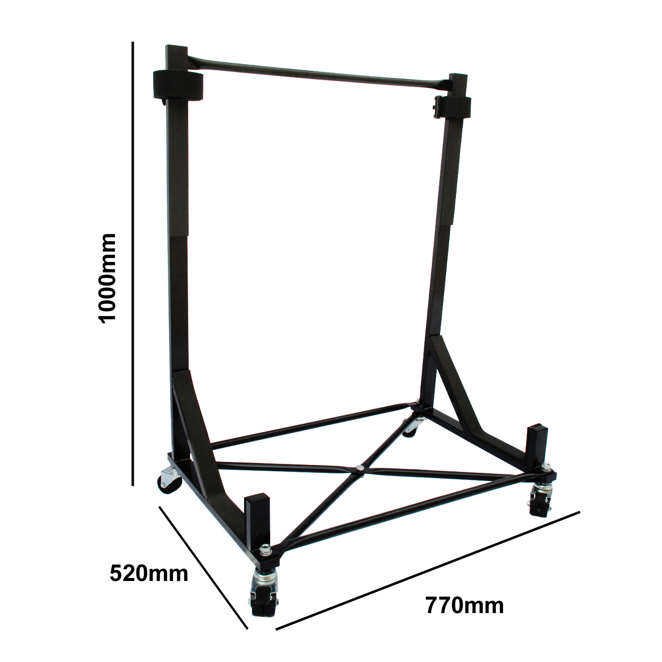 Austin Healey Support de chariot robuste avec support rigide (noir) avec harnais de sécurité et housse anti-poussière rigide (050B)