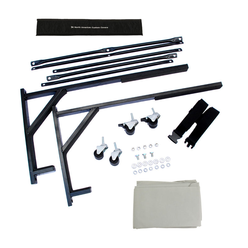 MG MGA, MGB Roadster, MG F, MG TF, MG Midget Heavy-duty Hardtop Stand Trolley Cart Rack (Black) with Securing Harness and Hard Top Dust Cover (050B)
