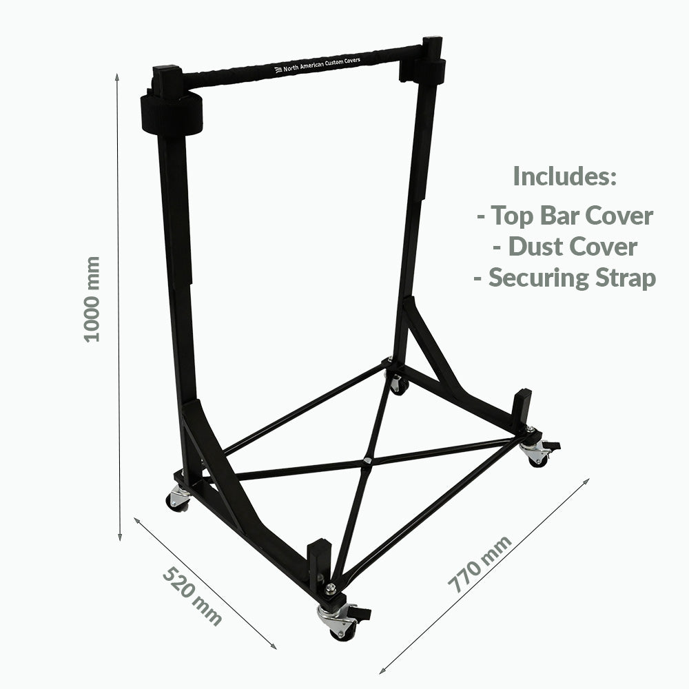 Mercedes R107 SL Heavy-duty Hardtop Stand Trolley Cart Rack (Black) with Securing Harness and Hard Top Dust Cover (050B)