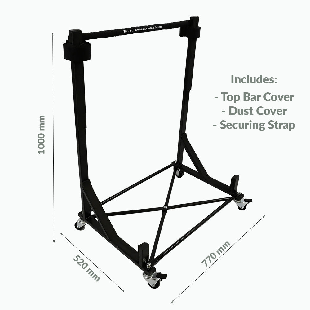 Triumph Stag Heavy-duty Hardtop Stand Trolley Cart Rack (Black) with Securing Harness and Hard Top Dust Cover (050B)