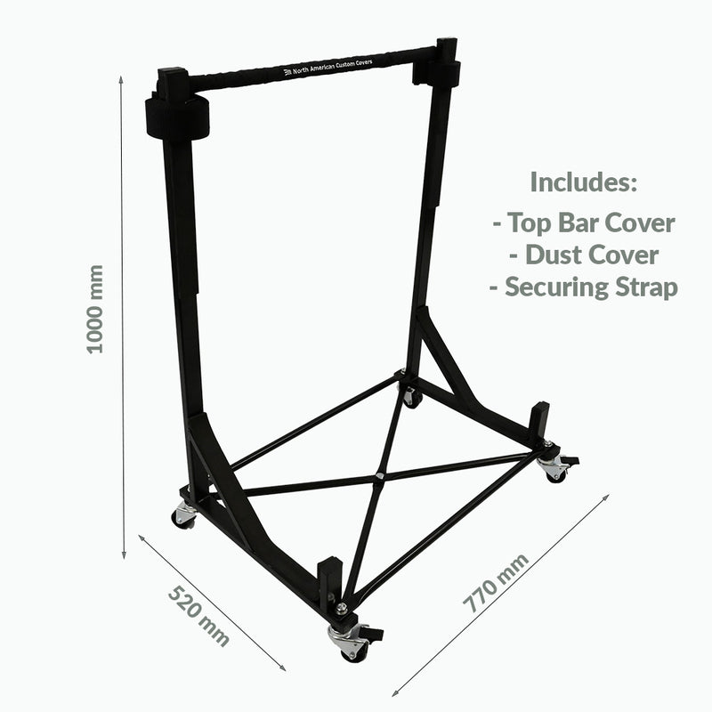 MG MGA, MGB Roadster, MG F, MG TF, MG Midget Heavy-duty Hardtop Stand Trolley Cart Rack (Black) with Securing Harness and Hard Top Dust Cover (050B)