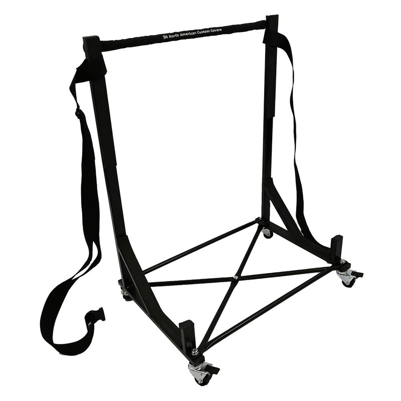 Heavy-duty Hardtop Stand Trolley Cart Rack (Black) with Securing Harness and Hard Top Dust Cover (050B)