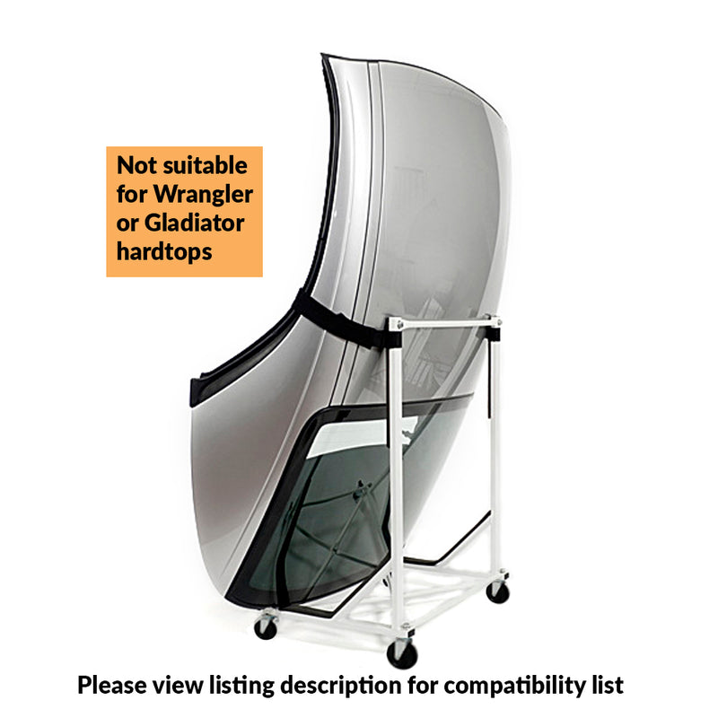 Heavy-duty Hardtop Stand Trolley Cart Rack (White) with 5" castors, Securing Harness and Hard Top Dust Cover (050c)