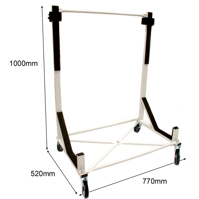 Audi TT Heavy-duty Hardtop Stand Trolley Cart Rack (White) with 5" castors, Securing Harness and Hard Top Dust Cover (050c)