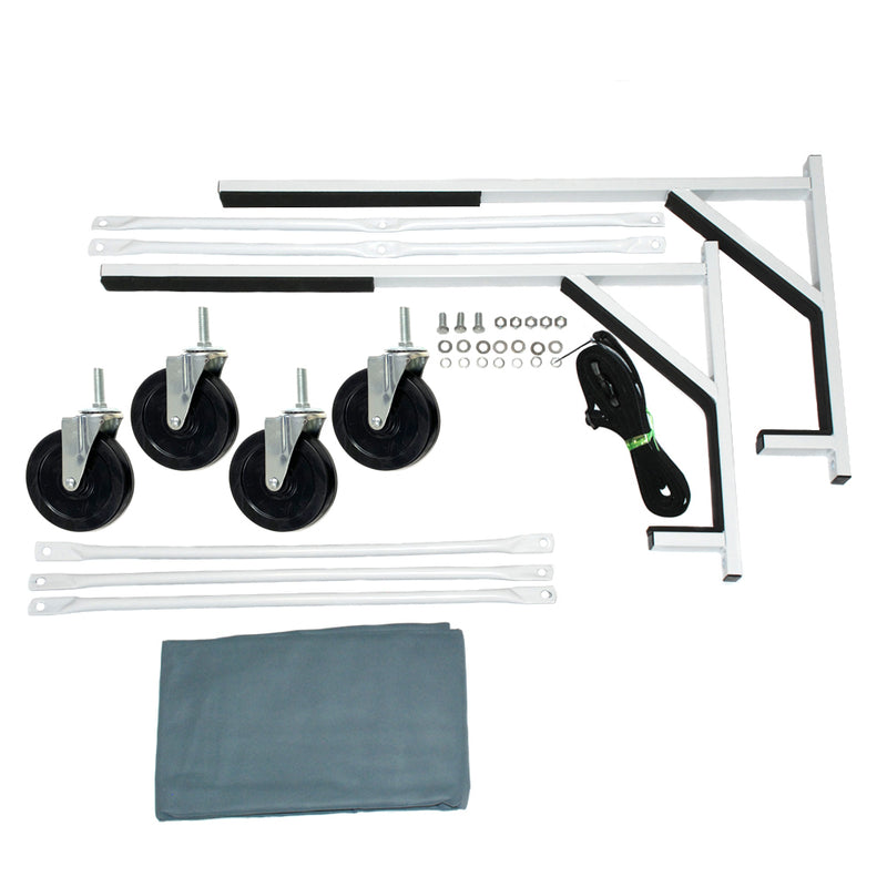 Triumph TR2 TR3 TR4 TR250 TR7 Heavy-duty Hardtop Stand Trolley Cart Rack (White) with 5" castors, Securing Harness and Hard Top Dust Cover (050c)