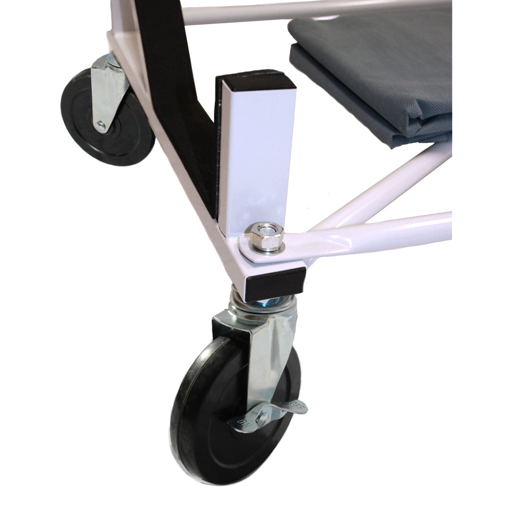 Austin Healey Support de chariot robuste avec support rigide (blanc) avec roulettes de 12,7 cm, harnais de sécurité et housse anti-poussière rigide (050c)