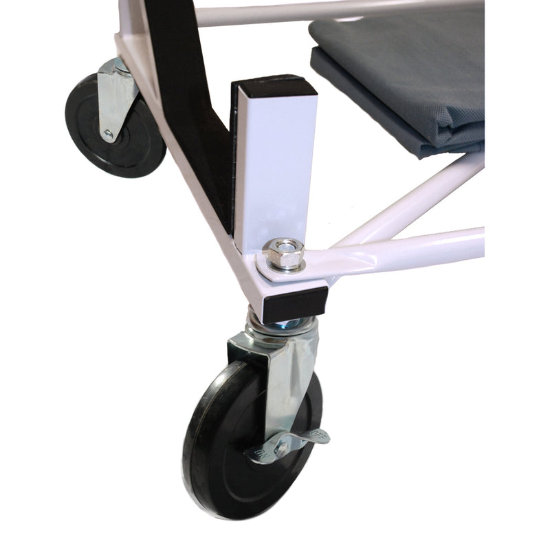 Mercedes R129 Heavy-duty Hardtop Stand Trolley Cart Rack (White) with 5" castors, Securing Harness and Hard Top Dust Cover (050c)