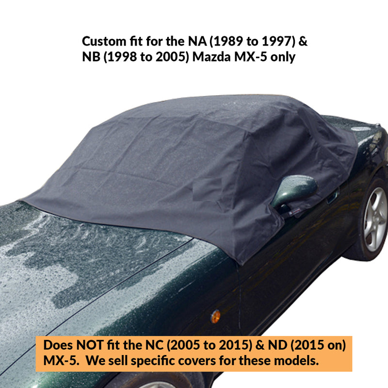 Soft Top Roof Protector Half Cover for Mazda Miata MX5 Mk1 (NA) Mk2 (NB) Mk2.5 - 1989 to 2005 (113) - BLACK