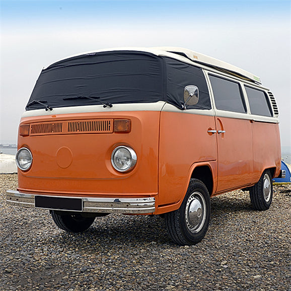 Protection antigel pour écran pour VW Bus Camper Van (Baie vitrée T2) - NOIR - 1968 à 1979 (116B)