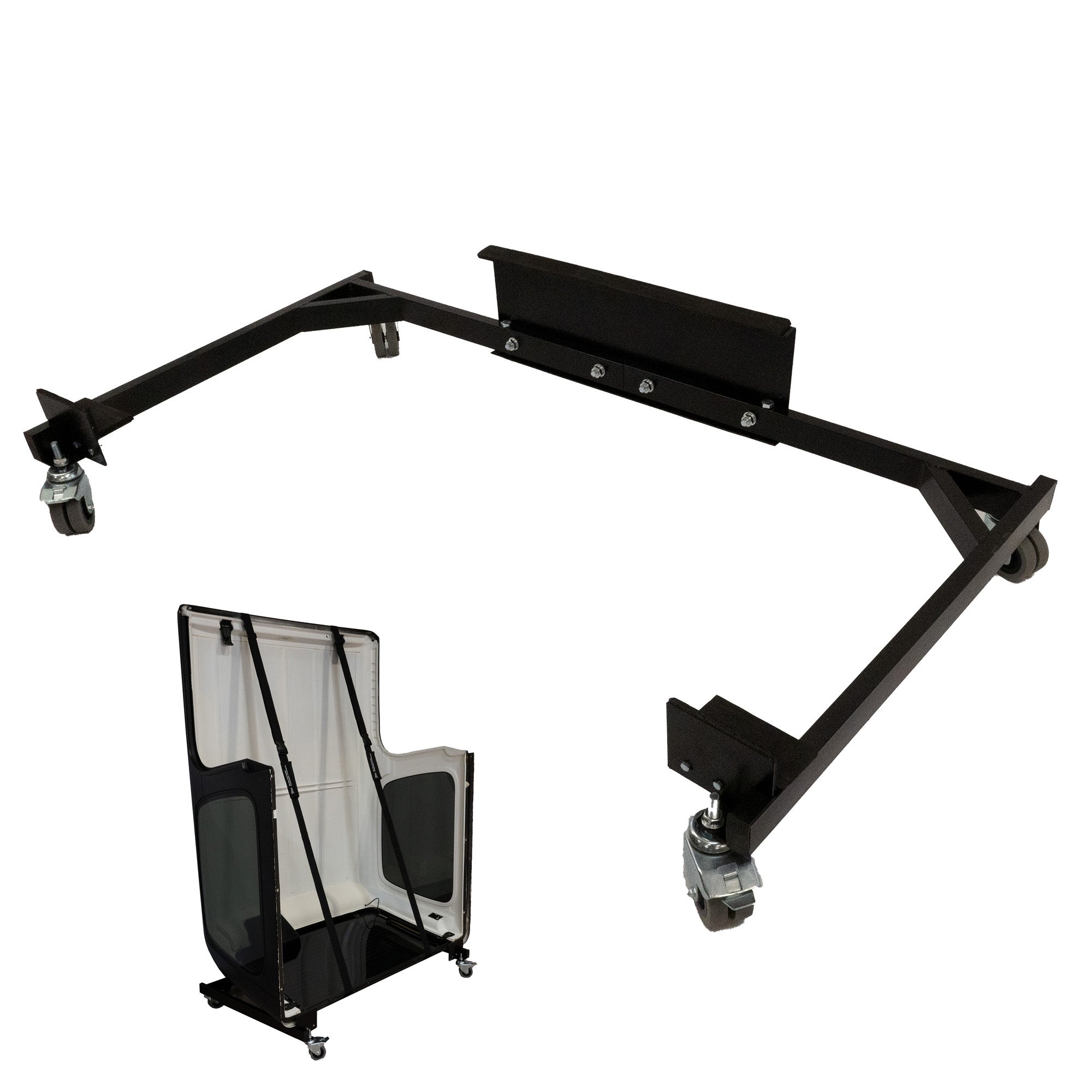 Support de chariot à toit rigide robuste pour Jeep Wrangler avec sangles de fixation pour lunette arrière (diverses options)